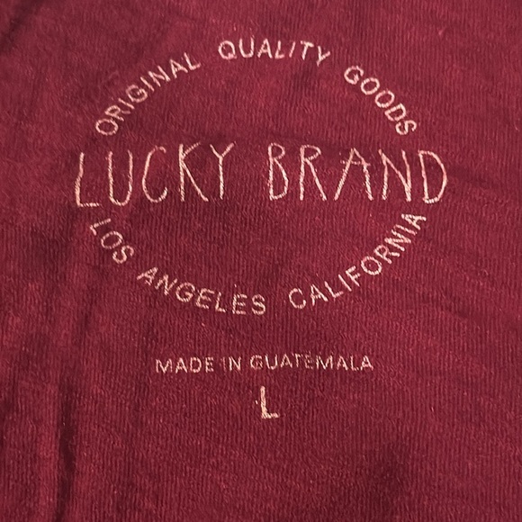 Lucky Brand Maroon 3/4 Sleeve Logo Super Soft T Shirt Comfy Cozy Size Large - Picture 7 of 7